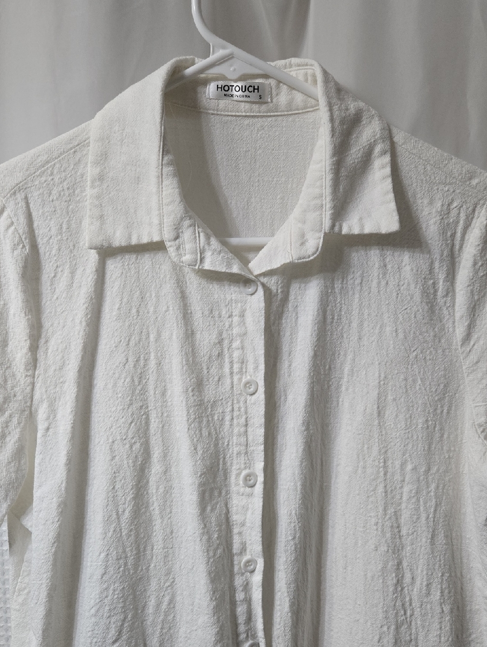 Hotouch Women's White Textured Button-Up Shirt